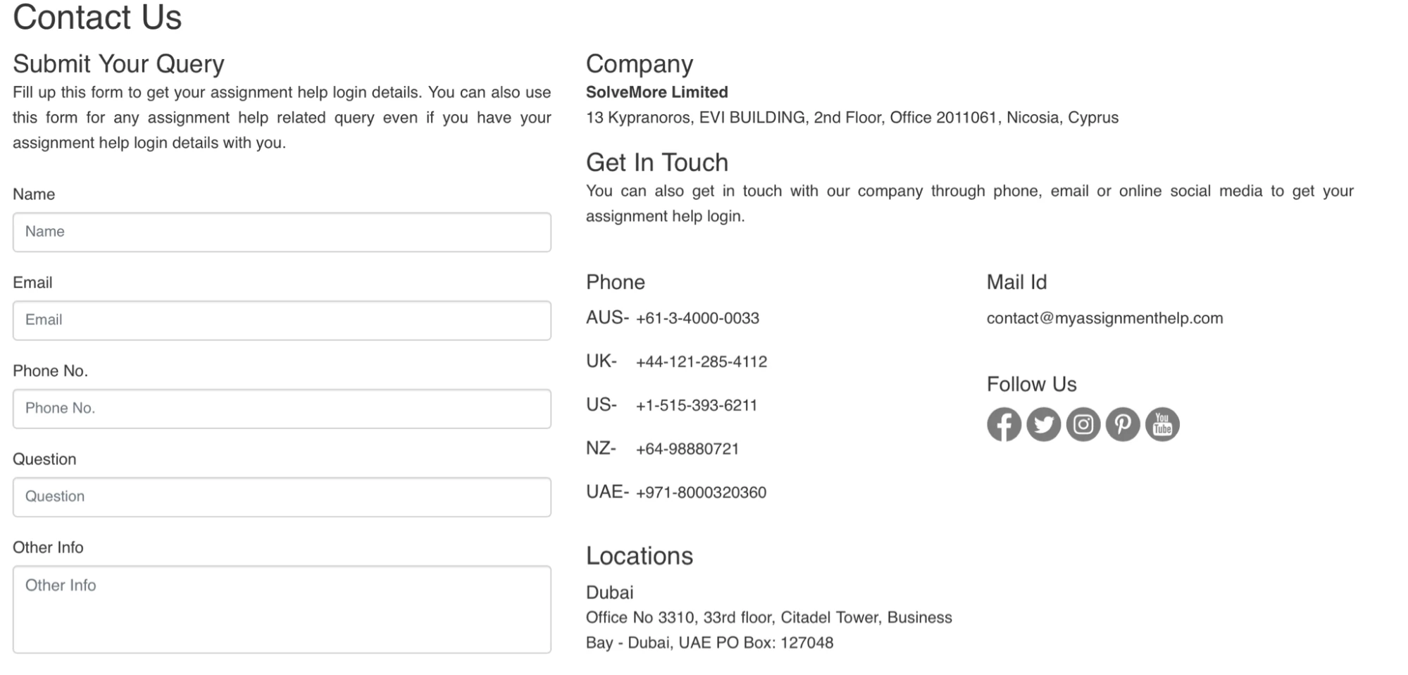 MyAssignmentHelp customer service